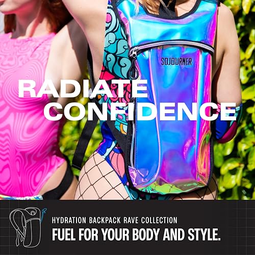 Sojourner Rave Hydration Pack - Hydration Backpack - Hydropack with 2L Bladder - Water Backpack for Festivals, Hiking, Running, Biking and More - color: Neon Tiger