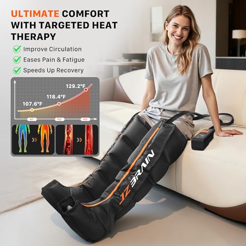 Air Compression Boots Leg Massager: Sequential Full-Leg Recovery with Heat, 6 Modes & 11 Intensities for Post‑Workout Relieve & Daily Relaxation for Athletes, Fitness Users (Small) - size: Small