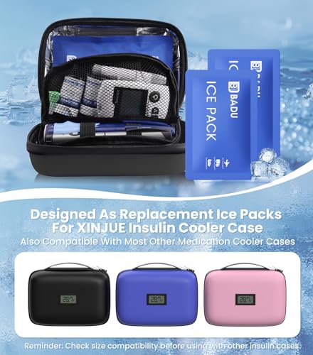 TSA Approved Ice Packs for Travel, Pack of 2 (190g Each), Reusable Large Ice Packs Suitable for Most Insulin Cooler Travel Cases, Retention for 8-24 Hours
