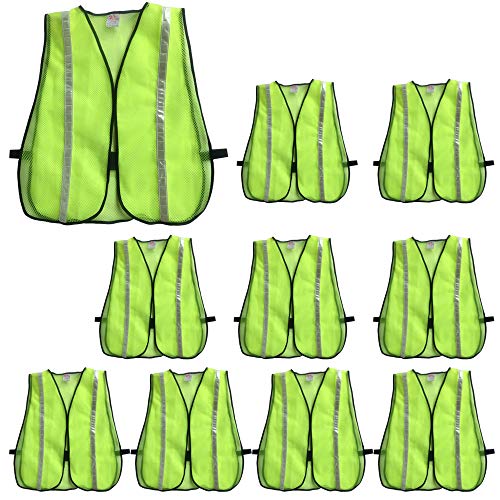 zojo High Visiblity Reflective Mesh Safety Vest Bulk 10 Pack - color: 10pcs-neon Yellow Updated