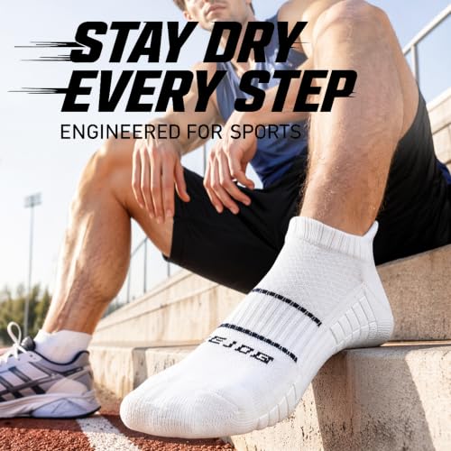 Running Socks Men Size 10-13 Ankle Height with Heel Tab for Athletic - color: 2 White, 2 Black, 2 Grey, size: Large