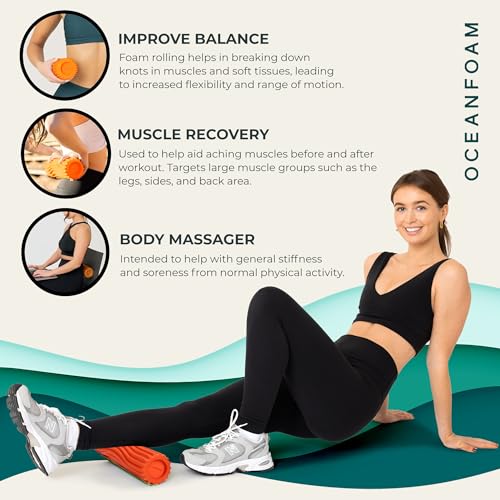 Oceanfoam Ripple Roller - Small Foam Roller for Physical Therapy (Orange) - color: Orange