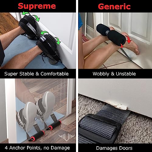 Vikingstrength VOL 2 Nordic Hamstring Curl with Extra Long Straps - Super Stability, Nordic Curl Home Equipment, glute, Hamstring, Speed and Exercise Handles, Ankle Straps and V-Strength Workout App