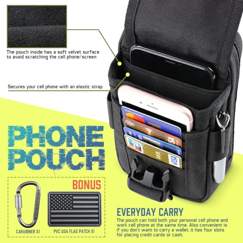 WYNEX Tactical Phone Pouch Molle, EDC Phone Holster, Small Admim Pouch - color: Black