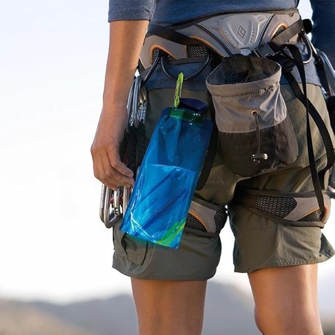 Collapsible Water Bottle,Compact Folds Flat For Hydration on the Go,Ideal for Traveling,Hiking or Camping,25 Ounce,Blue - color: Blue
