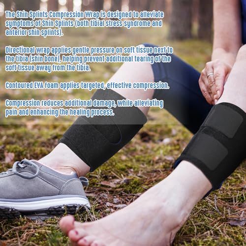 Threlaco 2 Pcs Shin Splint Compression Wrap Adjustable Brace for Pain
