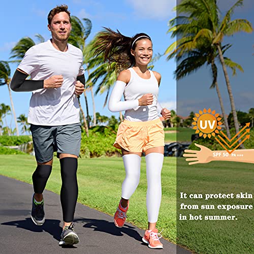 Geyoga 2 Pairs Arm Leg Sleeves for Men, Medium, Black, White - color: Black, White, size: Medium