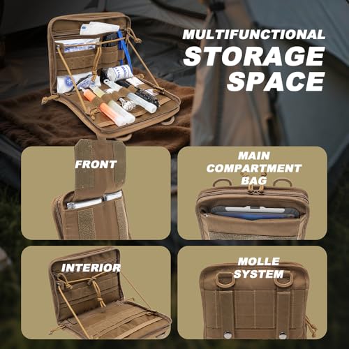 TSPRO Tactical Admin Pouch MOLLE, Clamshell EDC Organizer, Small Tool Pouch - color: Khaki