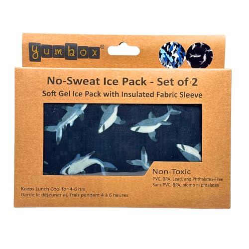 Yumbox Reusable Soft Gel Ice Packs for Lunch Boxes – Sweatproof Kids Lunchbox Ice Packs (Set of 2, 6.5″ × 7.5″)(Camo & Shark) - color: Camo