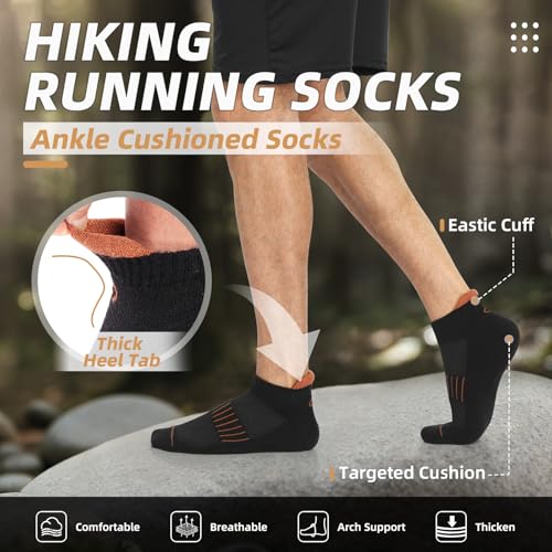 Lapulas Merino Wool Ankle Socks for Men Women, Hiking Running, 6 Pairs - color: Black, size: Large