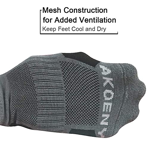 AKOENY Men's Athletic Quarter Socks 6-Pack - color: Graphite Grey