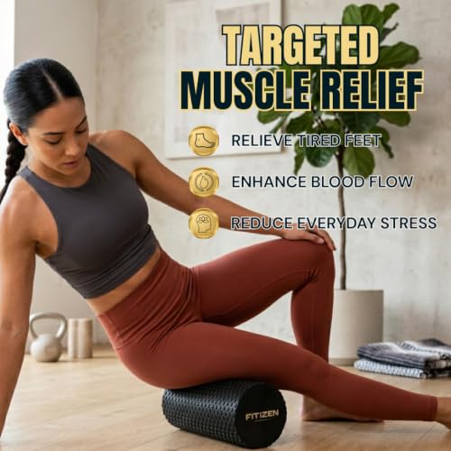 Foam Roller for Muscle Massage, Stiff Back Pain Relief, Physical Therapy, Deep Tissue, Exercise Equipment for Home Gym, Stress, Yoga, Pilates for the Fit Citizen (Black, Small 12 x 6 Inches) - size: Small 12 x 6 Inch
