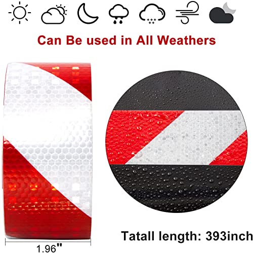 Reflective Tape, Waterproof Self Adhesive Dot Safety Reflector - color: Red White, size: 2 Inch x 32.8 Feet