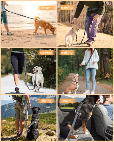 Hands Free Dog Leash, Multifunctional Crossbody Dog Leash - color: Grey, size: Large-5.9-9.5ft