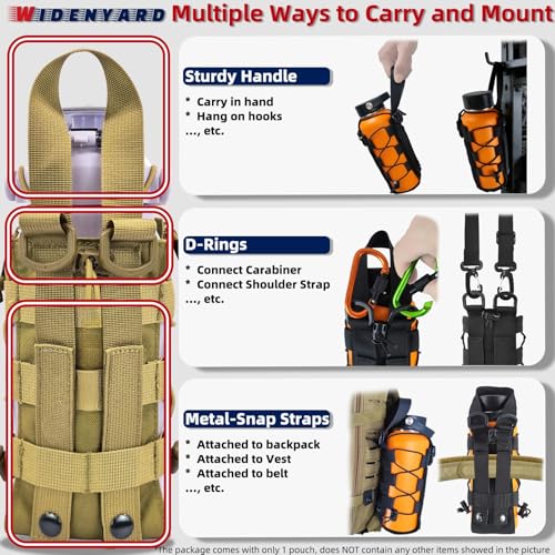 Molle Water Bottle Holder Pouch, 16-77oz Adjustable Capacity - color: Brown, size: Enhanced