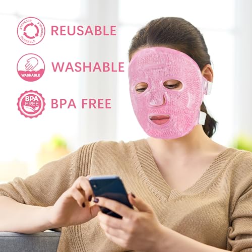 LotFancy Face Ice Pack, Reusable Ice Face Mask, Gel Bead Cold Face Eye Mask, Hot Cold Compress for Puffiness, Facial Routine, Post-Surgical Recovery, Headache, Skin Care, Post Laser Care (Pack of 2) - size: Universal (Pack of 2)