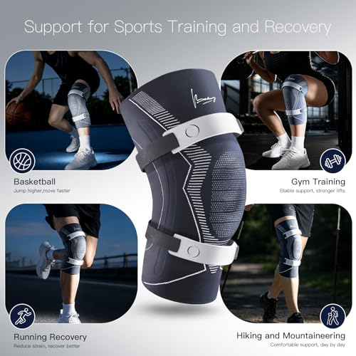 Knee Brace for Men & Women, Compression Knee Support with Side Stabilizers, Patella Gel Pad & Adjustable Straps, Professional Knee Sleeve for ACL, MCL, PCL, Meniscus, Sports, Workout, Size L - size: Large