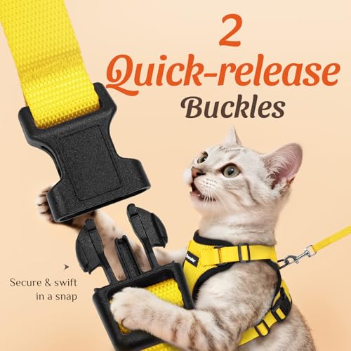 Dooradar Cat Harness and Leash Set, Adjustable and Escape Proof, XXS - color: Yellow, size: Xxs