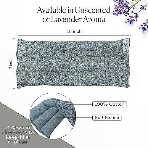 SacksyThyme Microwave Heating Pad for Back, Neck, Menstrual Cramps, Shoulders, Leg Pain Relief - Hot Moist Microwavable Therapy Pack - Gray Unscented Flaxseed Heat Pad Made in USA - size: 18” x 7”