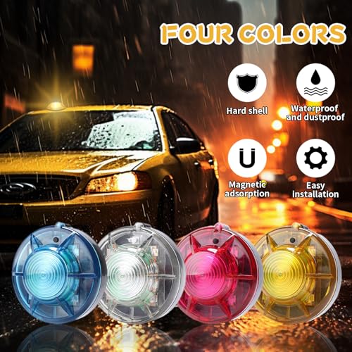 Tumecos Emergency Flare Alert Warning Signal Caution Light LED Beacon Pro with Magnetic Base for Vehicle (Yellow 4) - color: Yellow 4