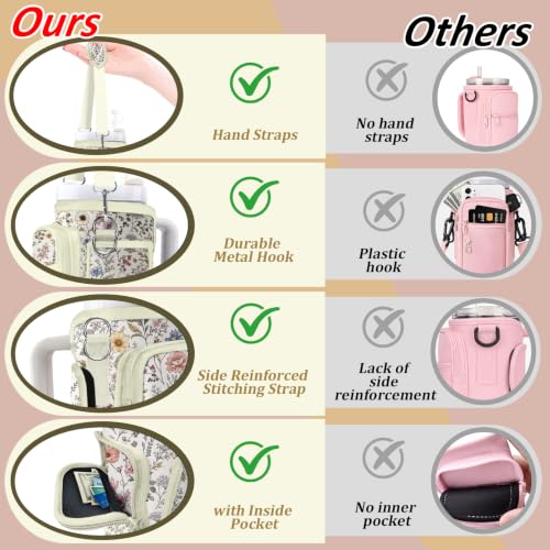 Water Bottle Carrier Bag for Stanley 40/30oz Cup Tumbler with Phone Pocket,Insulated Crossbody Water Bottle Holder with Adjustable Strap,Water Bottle Sling Pouch for Hiking Walking Camping Accessories - color: Boho Mandala Moon