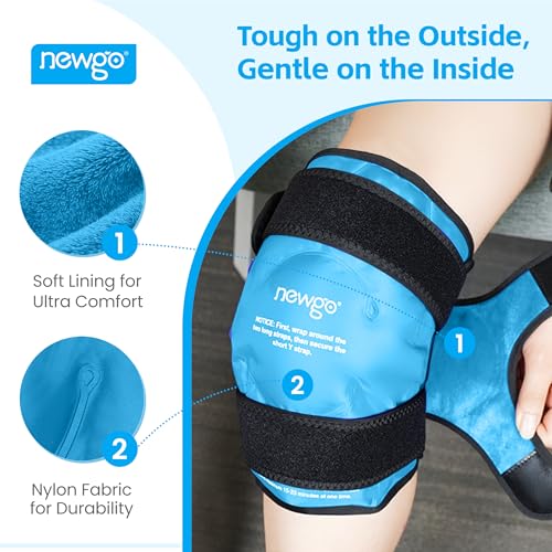 NEWGO Ice Pack for Knee, 360° Full Wrap Cold Compression Sleeve, Light Blue - color: Regular Light Blue 1-pack