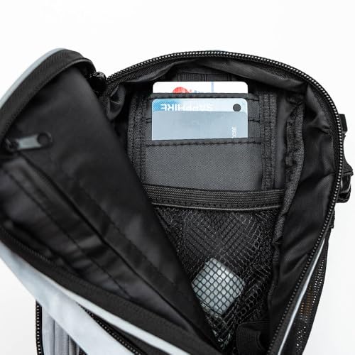RAVERUNNER NO-BOUNCE Reflective Anti-Theft Fanny Pack & Festival Bag - Modular Sling with 8 Pockets | Rave Bag, Festival Fanny Pack - color: REFLECTIVE