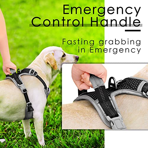 ThinkPet No Pull Harness for Small Medium Large Dogs, Reflective Padded Vest with Handle, Adjustable Star Style - color: Bright Black, size: S(Chest:14"-22")