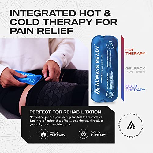 Always Ready, Thigh Compression Support Sleeve (2 Per Pack) with Hot & Cold Gel Pack for Hamstring & Quadricep Muscle Strains & Injury, Men & Women, Two Adjustable Compression Straps, Non-Slip (XS) - size: XS