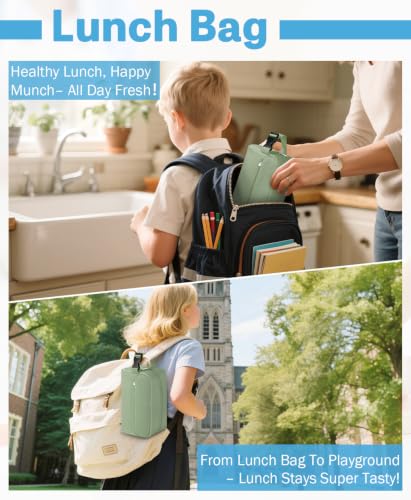 Small Insulated Lunch Bag: Reusable Small Lunch Box, Mini Soft Cooler Bag - color: Green