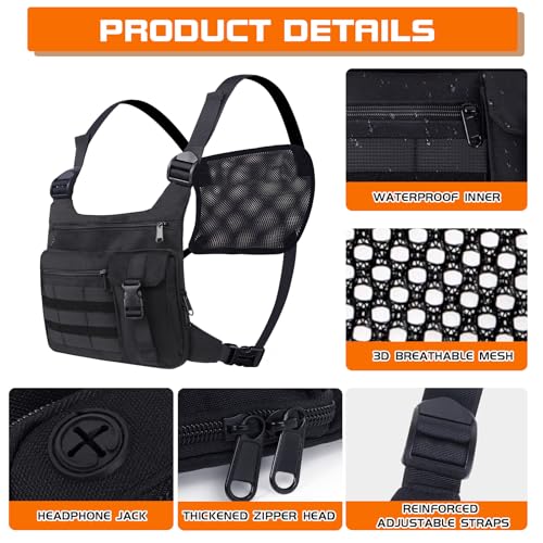 KINGSLONG Running Vest, Chest Bag for Men, Chest Pack, Hiking (A-Holster) - color: A-Holster