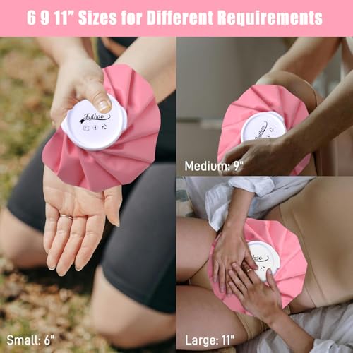 Ice Pack for Injuries Reusable, Ice Bag Reusable Hot Water Bag for Hot & Cold Therapy, 3 Size Pink - size: 6"/9"/11" Set, style: Pink