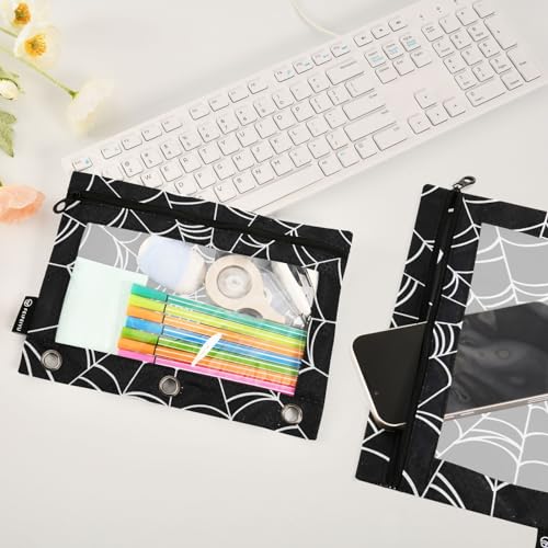 Goth Spider Web Pencil Pouches for 3 Ring Binder 2 Pack - color: Goth Spider Web