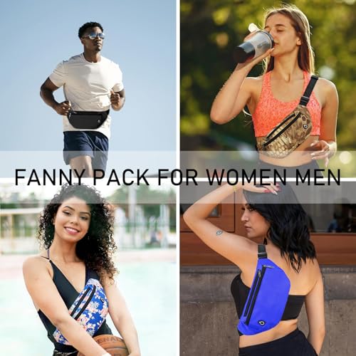 Fanny Pack for Women Men,Crossbody Water Resistant Sports Waist Bag Pack - color: 1pack-blueflower