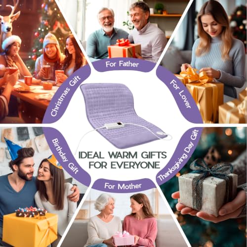 Heating Pad for Back Neck & Period Cramps, Auto Shut Off, Purple - color: Mineral Violet, size: 12'' x 24''