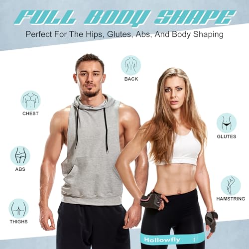 Hollowfly 12 Pcs Resistance Loop Bands for Booty Legs - color: Light Blue, style: Medium