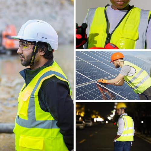 High Visibility Safety Vest with Pockets and Zipper, 1 Pack 5 Pack - color: Yellow-green, size: X-Large