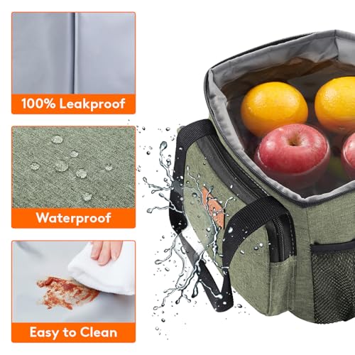 Lifewit Insulated Lunch Box for Men, Lunch Bag Cooler Women, 12-Can 9L - color: Dark Green, size: Medium(9L)