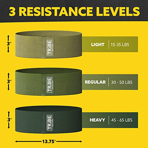 Fabric Resistance Bands for Working Out, 3-Pack for Legs and Glutes - color: Military Green