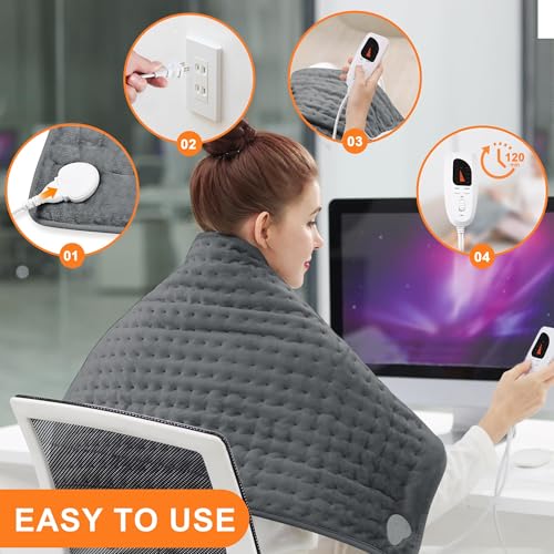Heating Pad,Electric Heating Pads,Heating Pad for Back,DimGray,40x20 Inch - color: Darkgray, size: 40x20 Inch