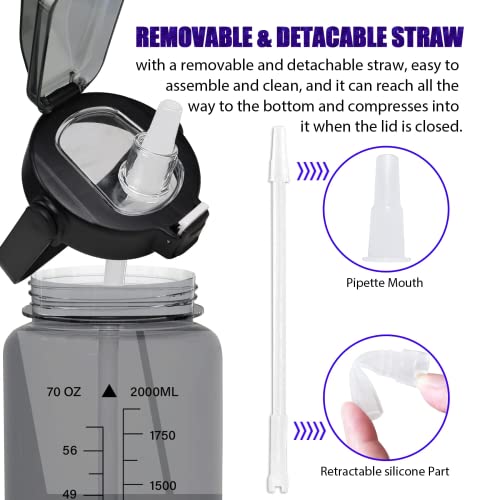Half Gallon Water Bottle with Sleeve, 64OZ Motivational Water Bottle - color: Black Rose