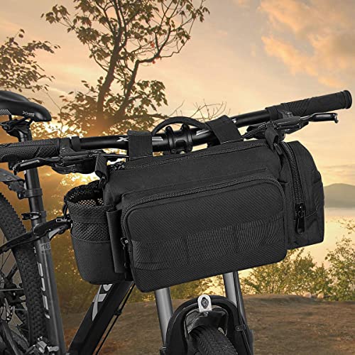 BraveHawk OUTDOORS Bike Handlebar Bag, 900D Nylon Oxford Multi-Purpose Tactical Waist Bag Heavy-Duty Water Resistant MOLLE Outdoor Bicycle Pack for Cycling Hiking (Large) - size: Large