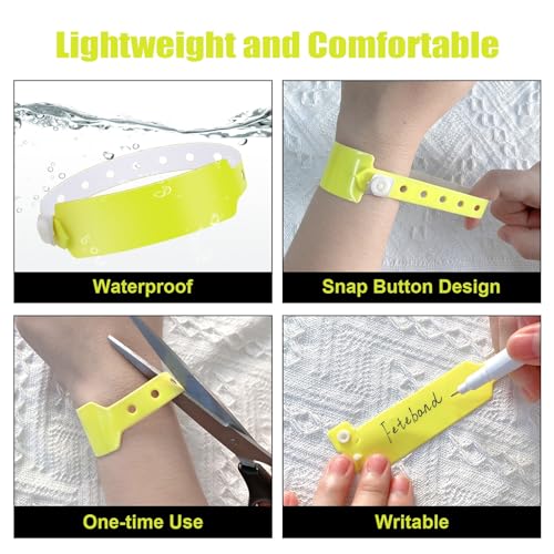 100pcs Vinyl Wristbands,Disposable Waterproof Wristbands(Color :Yellow) - color: Yellow
