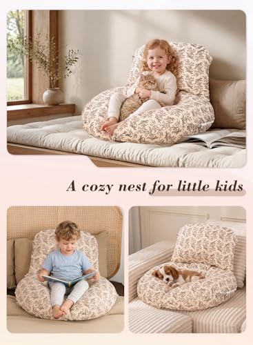 INSEN Wedge Pillow Set for Sleeping and After Surgery, Use for Acid Reflux, Reading and Relaxing, Headboard Pillow for Sitting in Bed, Brown Flower - color: Brown Flower