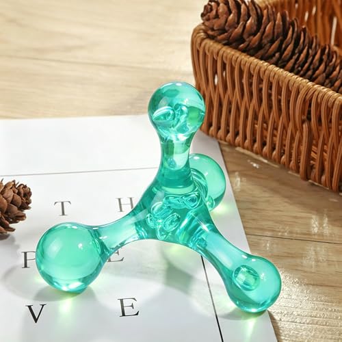 Triangle Relief Massage Ball, Mini Crystal Handheld Trigger Massager, Deep Muscle Tissue Palm Pressure Point Massage Tool, for Neck Shoulder Back Muscle Pain Relief, Transparent Green