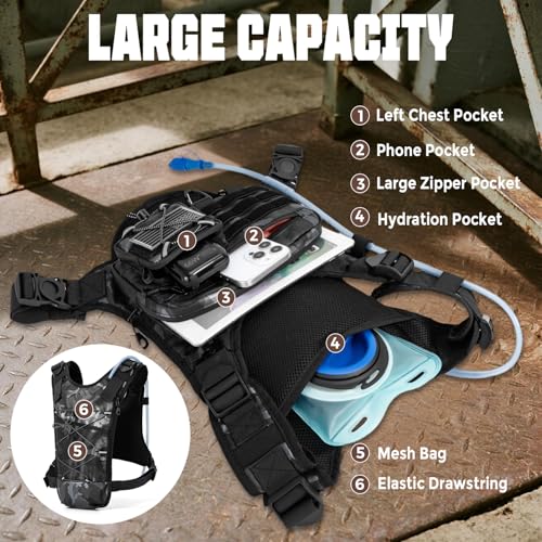 Hydration Vest with 2L Water Bladder for Men and Women,Lightweight Adjustable Hydration Backpack,Hiking Backpack with Water Bladder for Climbing Cycling Hiking - color: Camo 2
