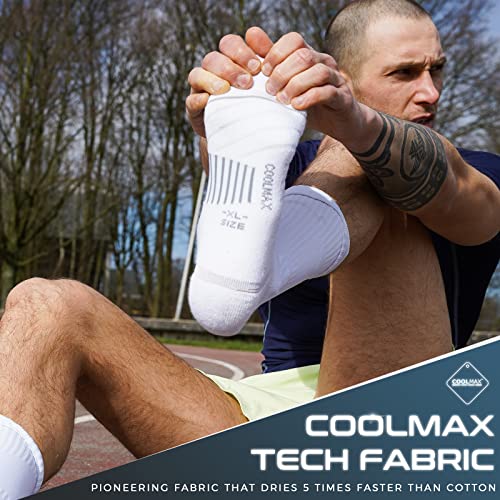 Rahhint Running Socks Crew for Long Run Coolmax Targeted Cushioned - color: White, size: 13-16