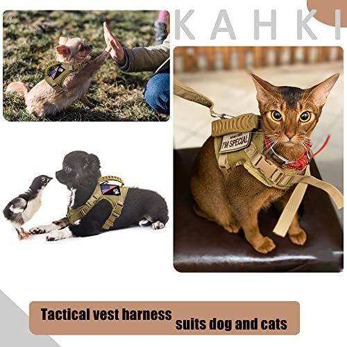 Tactical Dog Harness Tactical with Rubber Handle K9 Military Adjustable Puppy Pet Vest Harness for Outdoor Training XS (Brown Harness) - color: Brown harness