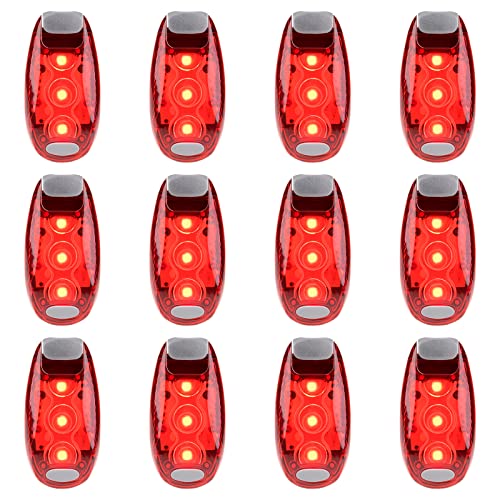 12 Pack Led Safety Light, Safety Light, High Visibility Strobe Running Lights Used for Bicycle, Walking Etc. Clip-On Running Lights Clip to Clothes Strap to Wrist, Bike Or Anywhere - color: Red