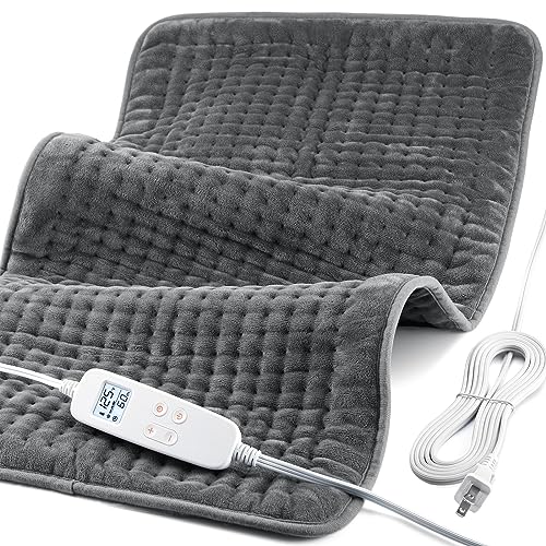 VAAGHANM Heating Pad: 33 x 17 inches Electric Heating Pad for Back - Extra Large Heat Pad for Shoulder/Neck/Knee/Arms - Upgraded 6 Timer & 6 Temperature Controller -Gift for Women - color: Rock Gray